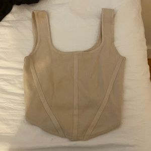 HOUSE OF HARLOW. Wide Neck Beige Crop Top